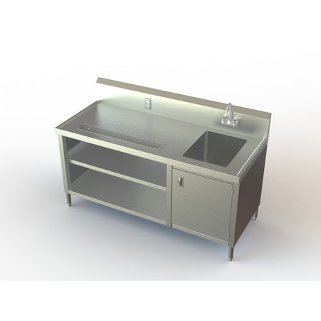 Aero Manufacturing Premium Beverage Cabinet W/ Sink On Right Side, 30" W X 48" L-R BVT-48-R